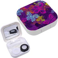 Portable Contact Lens Case Box Travel Kit Mirror + Bottle + Tweezers Container Holder [ Butterfly Girls ]