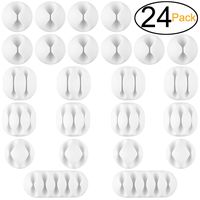 ExcelFu 24 Pieces Cable Clips Self-Adhesive Desk Cable Organizer Cord Management Clips Wire Holder for Cord, Cable and Wire, White