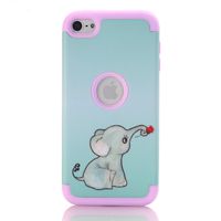 Rosepark iPod Touch 5 case,iPod Touch 6 Case, (TM) [Elephant Pattern] 3 Pieces Style Hybrid Shockproof Hard Case Cover for Apple iPod Touch 5 6th Generation(Pink),with Screen Protector and Stylus