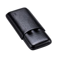 Crocodile Pattern Cigar Box Cedar Wood Travel Portable High Quality Leather Accommodate 3 Cigarette Men's Gift Handmade Waterproof Luxury Accessories Cigar Humidor (Color : Black)