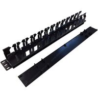 1U 12 Slots Plastic Single Finger Duct Cable Manager Server Rack Wire Management System - 5 Pack