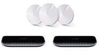 TP-Link Deco M5 Whole Home Mesh WiFi System 3-Pack and 2 TP-Link 8-Port Gigabit Desktop Switches (TL-SG1008D)