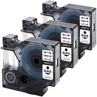 Airmall 3 Pack Replace D1 Label Tape Black on Clear 45010 S0720500, to use with DYMO LabelManager 160 280 420P PnP 220P 360D 450 210D, 1/2 Inch x 23 Feet (12mm x 7m)