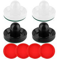 Coopay Air Hockey Pushers and Thicker Air Hockey Pucks, Goal Handles Paddles Replacement Accessories for Game Tables (4 Striker, 4 Puck Pack) (White and Black)