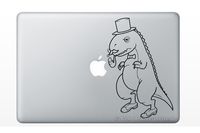 Fancy Dinosaur with Mustache Bubble Pipe and Top Hat MacBook Laptop Vinyl Decal Sticker Black TRex Lizard Reptile Jurassic Park Children Kids Baby Boys Birthday