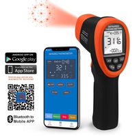 Infrared Thermometer,Bluetooth Thermometer AP-985C-APP Non-Contact Laser Thermometer with APP Range -50℃～800℃(D:S=16:1),APP Data Reading & Download,Data Hold/Backlit,Adjustable Emissivity,Max/Min/Avg