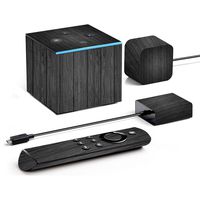 MightySkins Skin Compatible with Amazon Fire TV Cube - Black Wood | Protective, Durable, and Unique Vinyl Decal wrap Cover | Easy to Apply, Remove, and Change Styles | Made in The USA