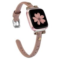 Wearlizer Leather Bands Compatible with Fitbit Versa/Versa 2 /Versa Lite/Versa SE for Women Men Large Small, Slim Genuine Leather Wristband Replacement Strap for Fitbit Versa(Tan)