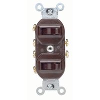 Leviton 5243 15 Amp, 120/277 Volt, Duplex Style Two 3-Way Combination Switch, Commercial Grade, Brown