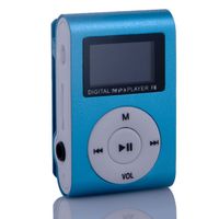 2GB Mini USB Clip MP3 Player LCD Screen Support 32GB Micro SD TF Card with Accessories-Blue (Inculde 2GB SD Card)