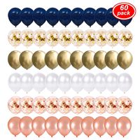 Lsang Navy Blue and Gold Confetti Balloons, 60 pcs 12 inch Rose Gold/Pearl White and Gold Metallic Chrome Birthday Balloons for Birthday Party Wedding Baby Shower Decorations