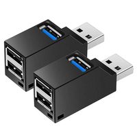 Nicolarisin 2X 3 Port Mini USB 3.0 Hub High Speed Hub Splitter Box Compatible for PC Notebook Laptop