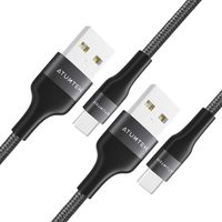 ATUMTEK USB Type C Cable [2-Pack, 2M/6.6ft] USB A to USB C Fast Charging Nylon Braided Cable for Samsung Galaxy S10/S9/S8, Note 10/9/8, Huawei, MacBook, LG, Google, Nintendo Switch and More - Grey