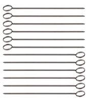 Great Credentials 10-Inch Long Stainless Steel Skewers, Barbecue Skewers, BBQ Skewers, Shish Kebab Kabob Skewers, Ring-Tip Handle, 1-Dozen