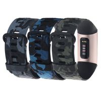 Chofit Replacement Bands Compatible with Fitbit Charge 3/Charge 3 Special Edition Women Men Silicone Camouflage Floral Leopard Pattern Print Wristbands Small Large, 3-Pack (Camouflage, Large)