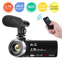 Video Camera Camcorder,Full HD 2.7K Vlogging Camera 30 FPS 24MP Wi-fi Camcorders with Microphone IR Night Vision YouTube Digital Camera with Time Lapse & Motion Detection