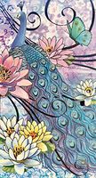 Punch Studio Silver Foil Gem Embellished Long Notepad, Lotus Pond Peacock 66570