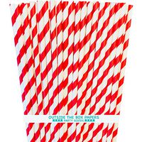Red and White Striped Paper Straws - 7.75 Inches - Pack of 100 - Outside the Box Papers Brand