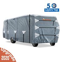 KING BIRD Upgraded Class A RV Cover, Extra-Thick 5 Layers Anti-UV Top Panel, Deluxe Camper Cover, Fits 30'- 33' RV Cover -Breathable, Water-Proof, Rip-Stop with 2Pcs Extra Straps & 4 Tire Covers