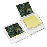 Peacock Print Sticky Note Holder - Wildlife Bird Theme Design - Stationery Gift - Office Business School Supplies
