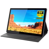 Portable 2k Touchscreen Monitor,Eleduino On-The-Go Dual-Screen Laptop Monitor,13.3 Inch QHD IPS Display, USB C Eye Care Gaming Monitor with Type-C Mini HDMI for Laptop PC MAC Phone Xbox PS4 Nintend