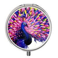 Pill Cases Metal,Custom Round Medecine Case Medecine Bottle Mini Travel Pill Vitamin Decorative Box Case Holder