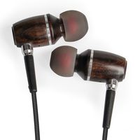 URIZONS Wood in-Ear Noise-isolating Headphones with Mic,Tangle Resistant Rubber Cord,andcrafted from Natural Wood (Wood)