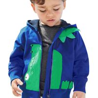 D-XinXin Children's Cartoon Dinosaur Zipper Coat Children's Dinosaur Patterned Suit Jacket (Blue, 5T)