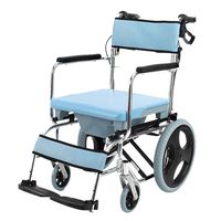 LAZ Lightweight Transport Shower Wheelchair Over Toilet with Commode, Bathroom Sturdy Foldable Aluminum Frame Padded Seat Backrest with Handbrakes