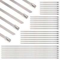 Swpeet 100Pcs 4 Sizes Stainless Steel Exhaust Strap Wrap Coated Locking Cable Zip Ties Perfect for Automotive Parts, Home, Computer Repair - 4", 5.9", 8",11.8"