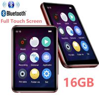 MP3 Player Bluetooth4.2 with 2.5 inch LCD Full Touch Screen 16GB HiFi Lossless Music Player Built-in Speaker Supports FM, Video, E-Book, Expandable SD Card up to 128GB (Red)