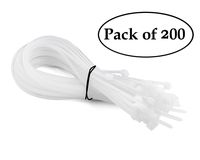 ATC USA - Cable Ties 8 Inch (Pack of 200) White Nylon Zip Wire Wrap Heavy Duty Self Locking Plastic Cable Management RG6 RG59 CAT5 CAT6 RJ45 Electrical Ethernet Dish TV Speaker Cord Tie Holder Clips