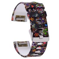 MOACC Replacement for Fitbit Charge 2 Band, Soft Silicone Adjustable Sport Strap Printed Bands with Classic Buckle Fitness Accessory Wristband for Fitbit Charge2 (Pattern-4,Large (Wrist 6.5"-9.0"))