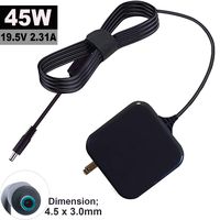 Pnonwer 45W Power Adapter Compatible for 19.5V / 2.31A Notebook Dell Inspiron 11 13 14 15 17; Latitude 12 13 14; XPS 11 12 13. Very Convenient for Business Travel, Easy To Carry, Takes Up Little Space