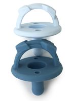Itzy Ritzy Sweetie Soother Pacifier Set of 2- Silicone Newborn Pacifiers with Collapsible Handle & Two Air Holes for Added Safety; Set of 2 in Light Blue & Dark Blue, Ages Newborn & Up