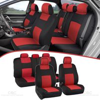 BDK PolyPro Black Car Seat Covers with Red Accents, Full Set - Easy to Install, Front and Rear Bench Seat Protectors, Full Coverage for Car Truck Van and SUV