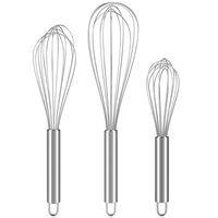 ONME Stainless Steel Balloon Wire Whisk for Blending, Whisking, Beating, Stirring, Set of 3 8-inch/10-inch/12-inch