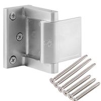 Hotel Security Door Lock with 6 Stainless Steel Screws,Door Reinforcement Locks with 3" Stop for Inward Swinging Door,Privacy Door Latch for Home Security or Hotel Safe (Silver-1 Pack)