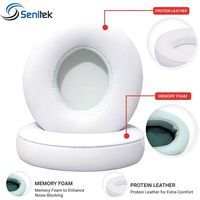 Senitek Solo2 / 3 Replacement Ear Cushion Set (Pair) Designed for Beats Solo2 / Solo3 Wireless Headphone (White)