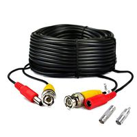 125ft Black Pre-Made All-in-One BNC Male to Male Video and Power Cable Wire Cord with RCA Connector for CCTV Security Camera