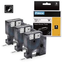 Fimax Compatible DYMO 18053 Rhino Industrial Heat Shrink Tubes 3/8 Inch Tape Replacement, for DYMO Rhino 4200 5200 Label Makers, Black on White, 9mm X 5 Ft, 3 Pack