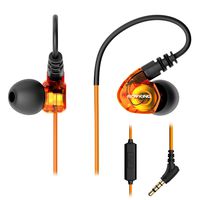 ROVKING Wired Over Ear Sport Earbuds, Sweatproof in Ear Headphones for Running Gym Workout Exercise Jogging, Noise Isolating Earhook Earphones Ear Buds with Mic for Cell Phones MP3 Laptop, Orange