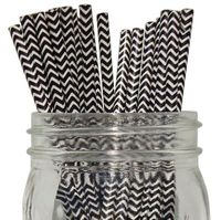 Just Artifacts Chevron Stripe Paper Straw 25pcs Black