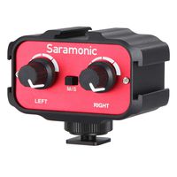 Saramonic SR-AX100 Universal Dual Channels Microphone Amplifier Audio Mixer Adapter Interview 3.5mm Jack & Cold Shoe Mount for Canon EOS T6i Nikon D3300 DSLR Camera Camcorder