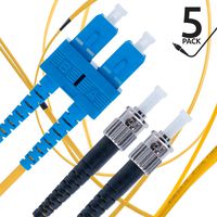 SC to ST Fiber Patch Cable Single Mode Duplex - 1m (3.28ft) - 9/125um OS1 (5 Pack) - Beyondtech PureOptics Cable Series