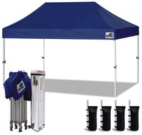 Eurmax 10'x15' Ez Pop Up Canopy Tent Commercial Instant Canopies with Heavy Duty Roller Bag,Bonus 4 Sand Weights Bags (Navy Blue)