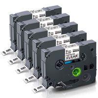 Unismar Tz-121 Tze-121 Tze 121 9mm Black on Clear Laminated Clear Label Tape Compatible for Brother P-Touch PT-D210 PT-D200 PT-H100 PT-H110 PT-D400 PT-D600 PT-1280 Label Maker, 0.35'' x 26.2', 5-Pack