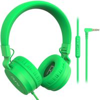 Puro Sound Labs PuroBasic Volume Limiting Wired Headphones for Kids, Boys, Girls 2+ Foldable & Adjustable Headband, Compatible with iPad, iPhone, Android, PC & Mac, Green