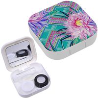 Portable Contact Lens Case Box Travel Kit Mirror + Bottle + Tweezers Container Holder [ Aztec Tribal ]