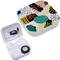 Portable Contact Lens Case Box Travel Kit Mirror + Bottle + Tweezers Container Holder [ Artistic Colored ]
